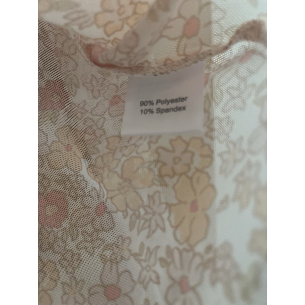 Women's Sheer Floral Mesh Long Sleeve Top Lettuce Edge Y2K Fairycore Size‎ L - Picture 4 of 6